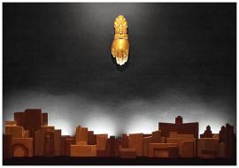 Habana 6 am/ Instalacion, madera, fibra de vidrio, led, 2018.