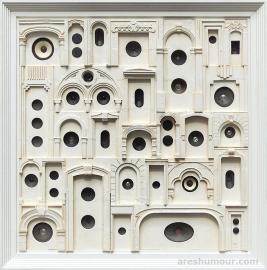 Una Habana para Xiomara; impresion 3D, bocinas, esmalte y oleo; 2019.