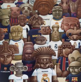 Fans, acrilico sobre lienzo, 100 x 100 cm, 2023. Coleccion Consejo Nacional de Artes plasticas. 