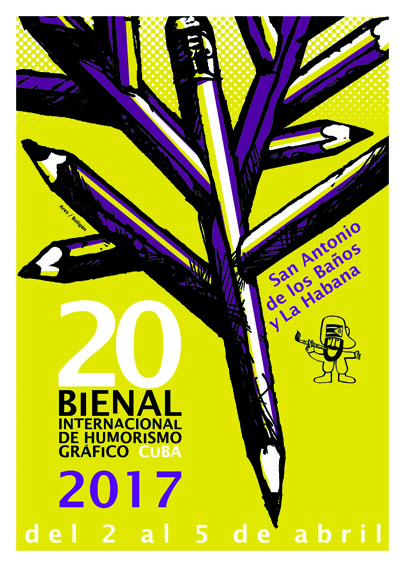 Cartel Bienal de San Antonio, Cuba, Ares & BoligÃ¡n, serigrafÃ­a