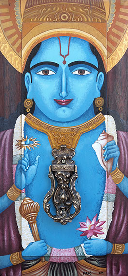 Visnu, acrilico y metal s/ madera, 2018