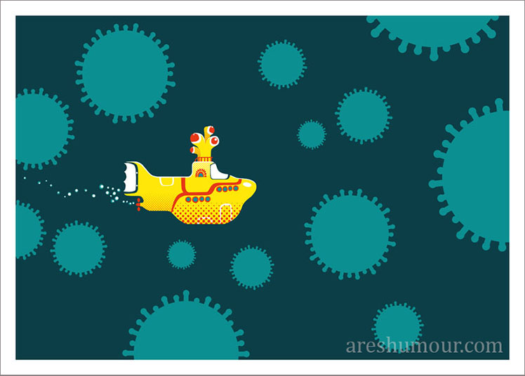Yellow submarine, serigrafia, 50 x 70 cm, 2020.