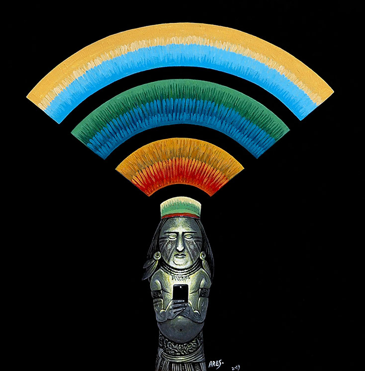 WiFi, acrilico sobre lienzo, 50 x 50 cm, 2023. 